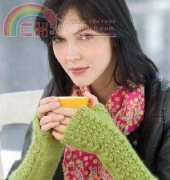 Red Heart-Lettuce Knit Arm Warmers by Debbie Stoller-Free