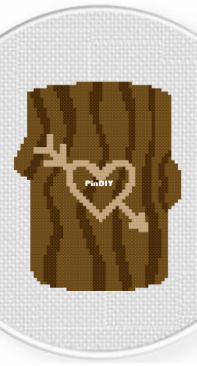 Daily Cross Stitch - Tree Carved with Heart