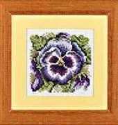 Lanarte 34354 Purple pansy on linen