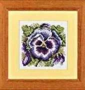 Lanarte 34354 Purple pansy on linen