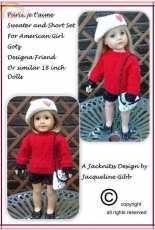 44 Paris, je taime Sweater+Shorts Set for 18"inch Doll by Jacknitss Design