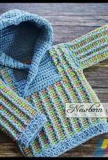Newborn Knots- Amanda Chapman- 66 Tri Color Shawl Collar Hooded