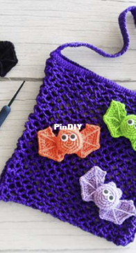 Luv4 Crochet - Jacqueline Luders - Bats Bag - Bolsa Murciélagos - Spanish