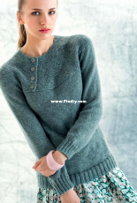 Phildar Buttoned Yoke Pullover -  French - Free
