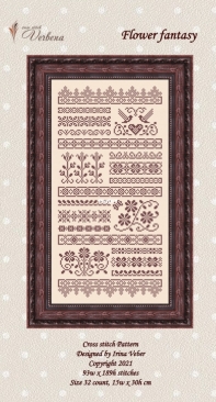 Cross Stitch Verbena - Flower Fantasy by Irina Veber - Monochrome