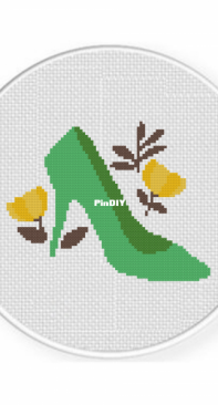 Daily Cross Stitch - Shoe And Flowers
