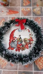 cross-stitched wreath