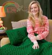 Red Heart-LW3678- Yule Tree Throw ad Pillow- Free