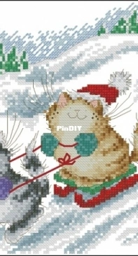 Sledging Cats by Margaret Sherry from The World of Cross Stitching TWOCS 221 PCS + XSD