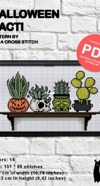 Lama Cross Stitch - Halloween Cacti