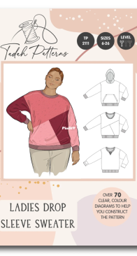 Tadah Patterns - TP2111 - Ladies Drop Sleeve Sweater - Sizes 6-26