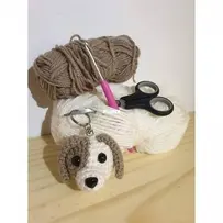 Crochet dog keychain