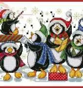 Penguin Christmas Chorus by Joan Elliott from Cross-Stitch & Needlework - Keepsake Cross-Stitch Calendar 2015 XSD