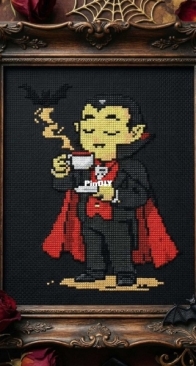 CloakSoft - Dracula Drinking Coffee