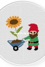Daily Cross Stitch - Gnome with Wheelbarrow