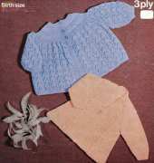 SIRDAR: No. 3185 Tiny Tots Matinee Coats  [birth size 41 cm]