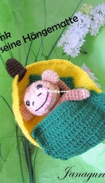 Janagurumi - Jana Ganseforth - Monkey Monk and his hammock - Affe Monk und seine Hängematte - German