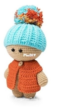 Amigurumi Today - Unknown Designer - Doll in beanie hat - free