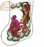 ABC Cross Stitch Pattern - Squirrel Family Stocking
