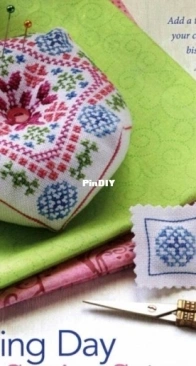 Spring Day Biscornu by Jennifer Mitchell from Cross-Stitch & Needlework May 2014 PCS + XSD