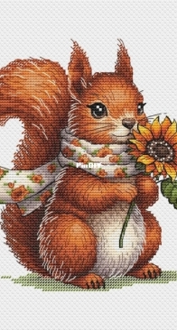 SAstitch - Squirrel With Sunflower by Svetlana Sichkar