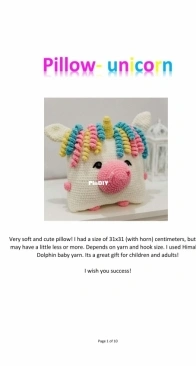 Pattern Toys Pillows - toys by hvatik - Pillow Unicorn