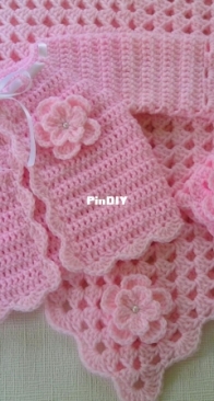 Tatjana Boutique - Tatjana474/ TatjanaBo - #54 - Baby Blanket , Cardigan and hat