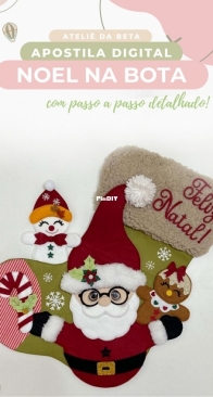 Atelie da Beta - Roberta Ferreira - Santa in the Boot - Noel na Bota - Portuguese