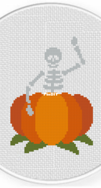Daily Cross Stitch - Skeleton in Pumpkin
