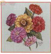 Zinnias from Leisure Arts 3493 Pillows From Paula´s Garden