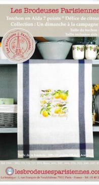 Les Brodeuses Parisiennes - Lemon Delight Tea Towel - Torchon Délice de citron