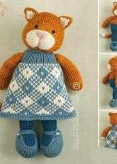Girl Cat in a plaid dress by Julie Williams - Little Cotton Rabbits
