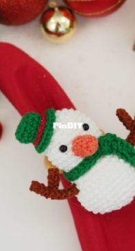Receitas Carneirinho - Izabel Carneiro - Napkin ring Snowman - Porta Guardanapo Boneco de Neve  - Portuguese