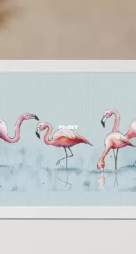 Pink flamingos with background by Vitaliya Mishchuk