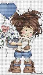 Girl with Flowers / World in Crosses by Svetlana Sichkar - Free