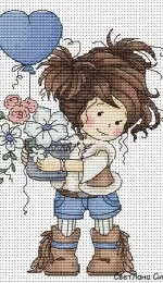 Girl with Flowers / World in Crosses by Svetlana Sichkar - Free