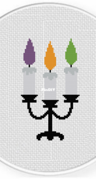 Daily Cross  Stitch - Tri Color Halloween Candelabra