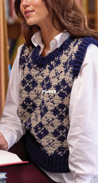 Premier Yarns - Amy Gunderson - Argyle and Author Vest - Free
