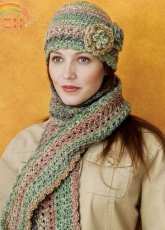 Red Heart- Katherine Eng- LW1634 Cloche and Scarf Set - Free