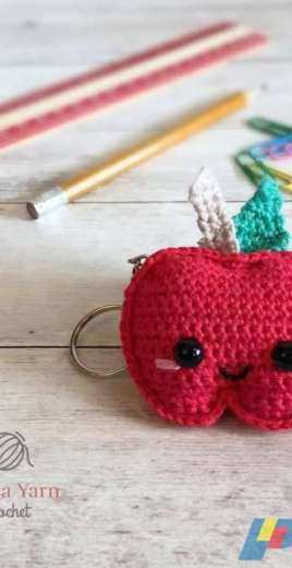 Spin a Yarn Crochet - Jillian Hewitt - Kawaii Apple Keychain Free Crochet Pattern - Free