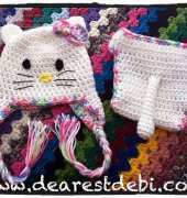 Debi Dearest - Newborn Hello Kitty Hat & Diaper Cover