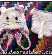 Debi Dearest - Newborn Hello Kitty Hat & Diaper Cover