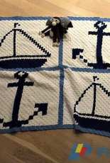 Crochet Couch - Anchors and Sailboats Afghan