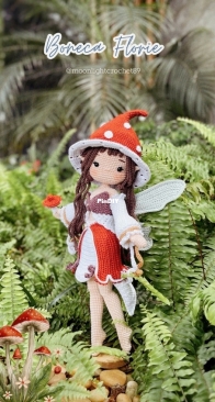 Moonlight Crochet - MoonlightCrochet - Florie, the little mushroom fairy Doll 42cm - Portuguese Translated