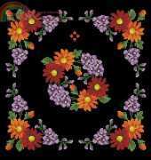 Flower cushion on black canvas p - 359