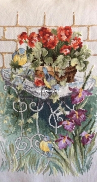 Permin of Copenhagen Birdbath with Irises 90-4398