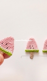 Happy Crochet Etc - Vivyane Veka - Watermelon ice cream - Glace-Pasteque - English and French - Free