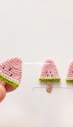 Happy Crochet Etc - Vivyane Veka - Watermelon ice cream - Glace-Pasteque - English and French - Free