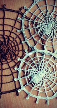 Daria Dubchak - Spider Doily - Napperon Araignée Sur Sa toile - French Translated