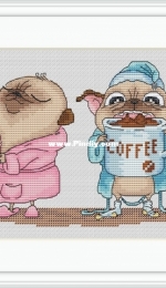 Pugs Series - Pugs Coffee Lovers by Katerina Besperstova